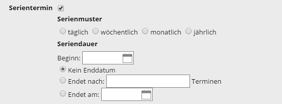 Serientermin mit Serienmuster